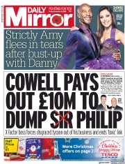 Daily Mirror () Newspaper Front Page for 9 November 2018