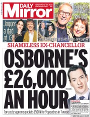 Daily Mirror () Newspaper Front Page for 9 December 2016