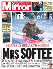 Daily Mirror () Newspaper Front Page for 9 December 2017