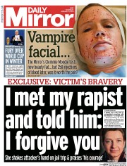 Daily Mirror () Newspaper Front Page for 9 January 2014