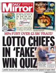 Daily Mirror () Newspaper Front Page for 9 January 2017