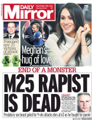 Daily Mirror () Newspaper Front Page for 9 March 2018