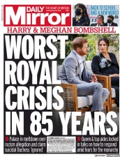Daily Mirror () Newspaper Front Page for 9 March 2021