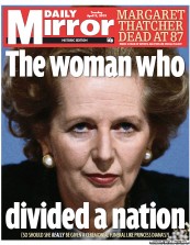 Daily Mirror () Newspaper Front Page for 9 April 2013