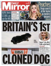 Daily Mirror () Newspaper Front Page for 9 April 2014