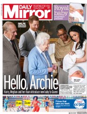 Daily Mirror () Newspaper Front Page for 9 May 2019