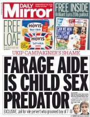 Daily Mirror () Newspaper Front Page for 9 June 2016