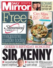 Daily Mirror () Newspaper Front Page for 9 June 2018