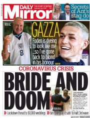 Daily Mirror () Newspaper Front Page for 9 June 2021