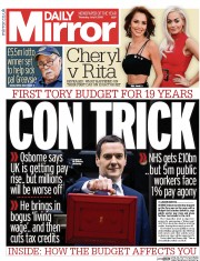 Daily Mirror () Newspaper Front Page for 9 July 2015