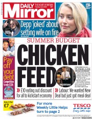 Daily Mirror () Newspaper Front Page for 9 July 2020