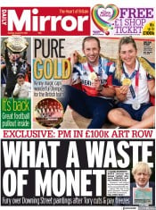 Daily Mirror () Newspaper Front Page for 9 August 2021