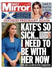 Daily Mirror () Newspaper Front Page for 9 September 2014