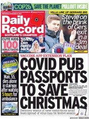 Daily Record () Newspaper Front Page for 10 November 2021
