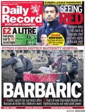 Daily Record () Newspaper Front Page for 10 March 2022