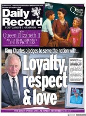 Daily Record () Newspaper Front Page for 10 September 2022