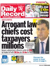 Daily Record () Newspaper Front Page for 12 August 2021