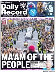 Daily Record () Newspaper Front Page for 12 September 2022