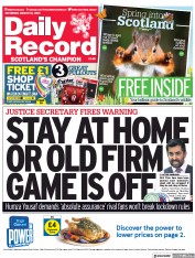 Daily Record () Newspaper Front Page for 13 March 2021