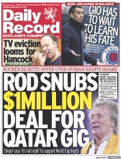 Daily Record () Newspaper Front Page for 14 November 2022