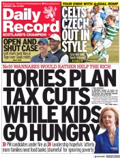 Daily Record () Newspaper Front Page for 14 July 2022