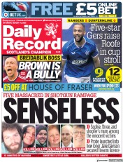 Daily Record () Newspaper Front Page for 14 August 2021