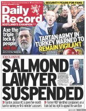 Daily Record () Newspaper Front Page for 15 November 2022