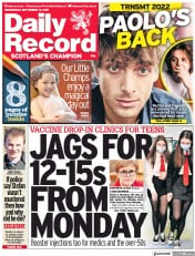 Daily Record () Newspaper Front Page for 15 September 2021