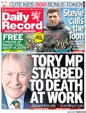 Daily Record () Newspaper Front Page for 16 October 2021