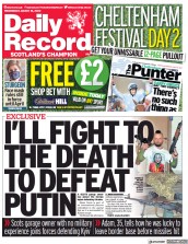 Daily Record () Newspaper Front Page for 16 March 2022