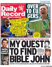 Daily Record () Newspaper Front Page for 16 May 2022