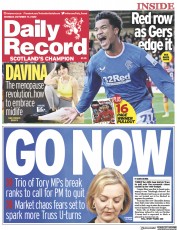 Daily Record () Newspaper Front Page for 17 October 2022