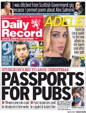 Daily Record () Newspaper Front Page for 17 November 2021