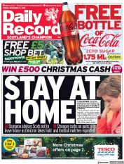 Daily Record () Newspaper Front Page for 17 December 2021
