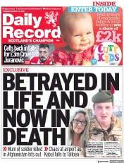 Daily Record () Newspaper Front Page for 17 August 2021