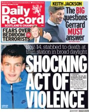 Daily Record () Newspaper Front Page for 18 October 2021