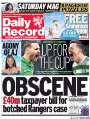 Daily Record () Newspaper Front Page for 18 December 2021