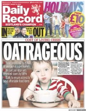 Daily Record () Newspaper Front Page for 18 January 2023