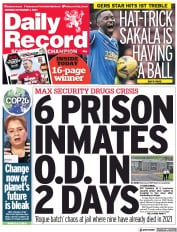 Daily Record () Newspaper Front Page for 1 November 2021