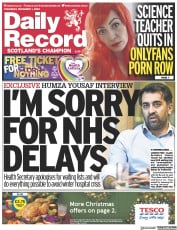 Daily Record () Newspaper Front Page for 1 December 2022
