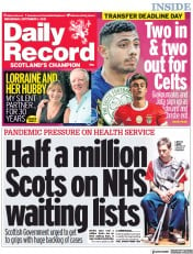 Daily Record () Newspaper Front Page for 1 September 2021
