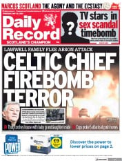 Daily Record () Newspaper Front Page for 20 May 2021