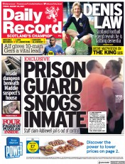 Daily Record () Newspaper Front Page for 20 August 2021