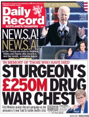 Daily Record () Newspaper Front Page for 21 January 2021