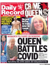 Daily Record () Newspaper Front Page for 21 February 2022