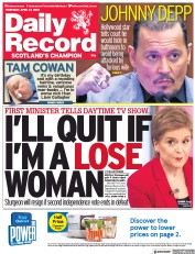 Daily Record () Newspaper Front Page for 21 April 2022