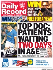 Daily Record () Newspaper Front Page for 22 October 2021