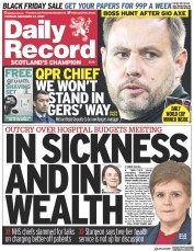 Daily Record () Newspaper Front Page for 22 November 2022