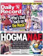 Daily Record () Newspaper Front Page for 22 December 2021