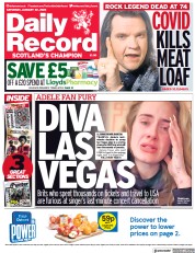 Daily Record () Newspaper Front Page for 22 January 2022